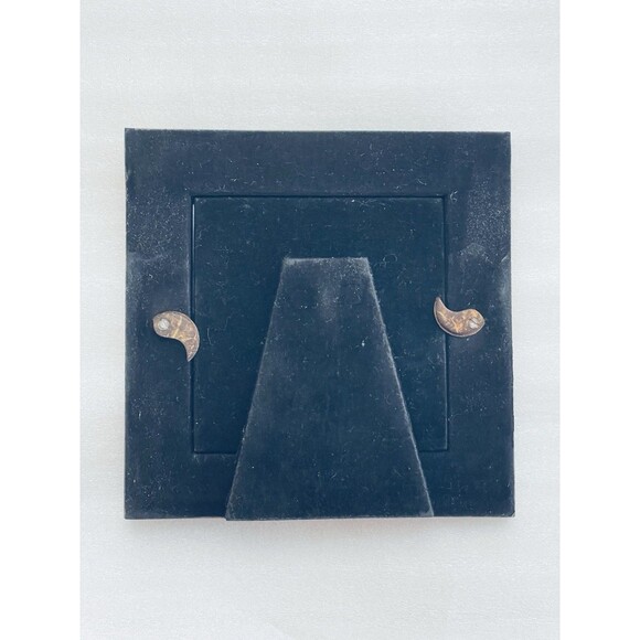 VTG Wooden Inlay Marquetry Picture Frame Set 5.5" Square Geometric Art w/ Glass - Picture 4 of 11